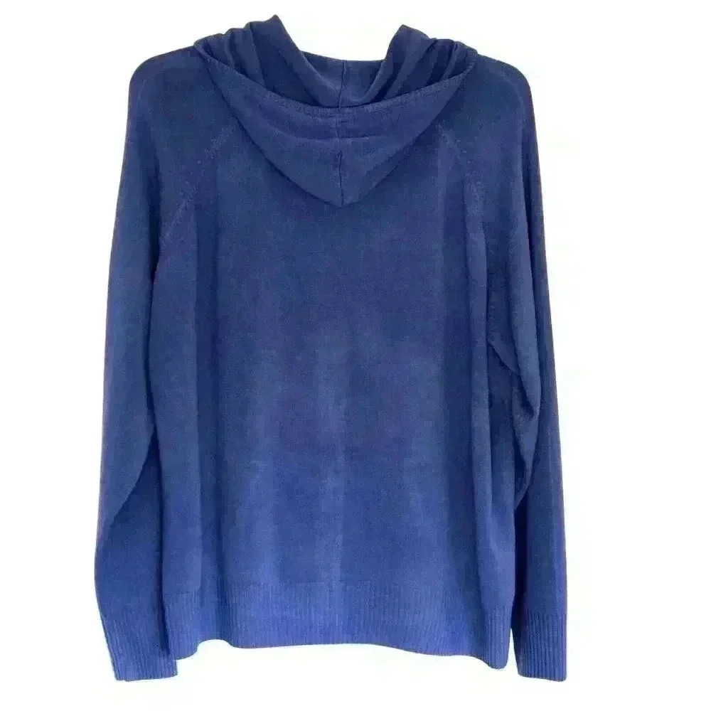 Liz & Me 3X full zip hooded sweater raglan sleeve pockets blue - Picture 2 of 7